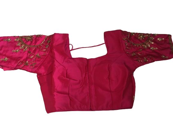 Raw Silk Pink Designer Blouse 159